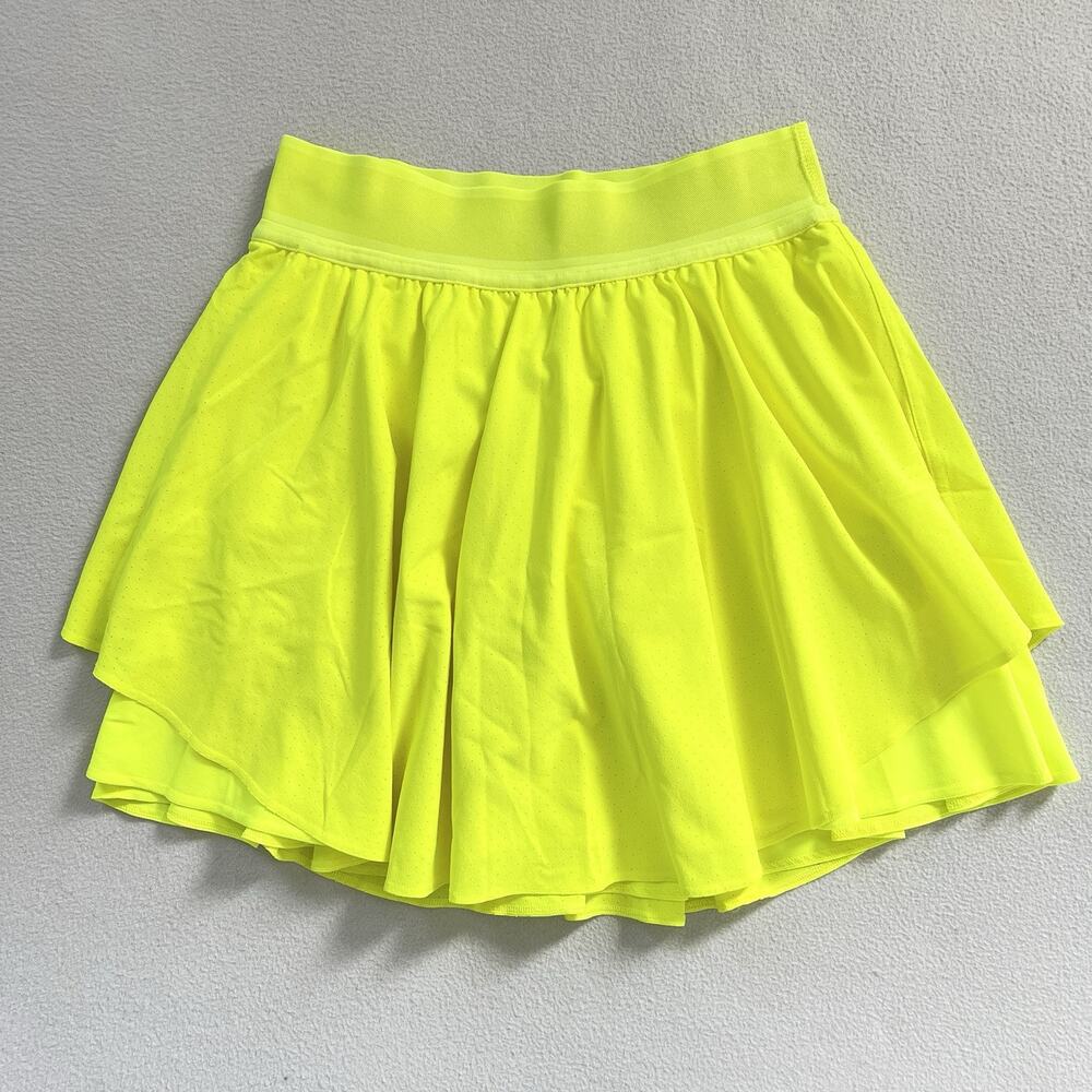 Lululemon Court Rival Perforated High-Rise Skirt Long Neon Highlight Yellow 4